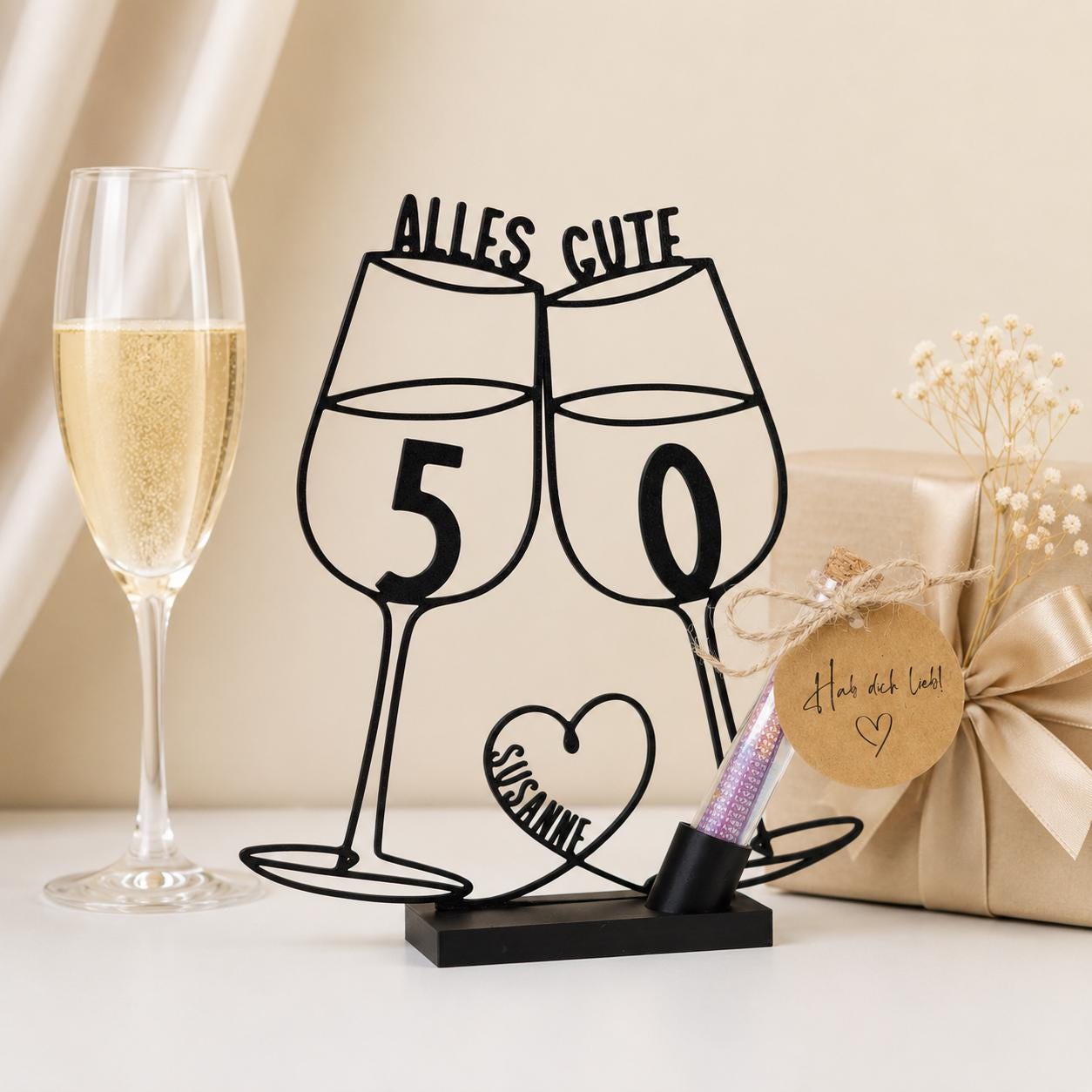 Luoem 50. Geburtstag Deko Set – Happy Birthday Hängedekoration In Gold, Silber & Schwarz (12-teilig)