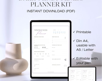Mindfulness Planner Kit: Daily Well-being Guide for Remote Workers
