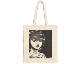 Junji Ito Uzumaki Manga Cotton Tote Bag, Hand-Drawn Design