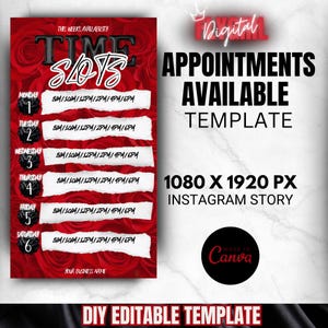 Weekly Availability Time Slots Instagram Story, Availability Calendar, Available Appointments Calendar, Instagram Story Schedule Templates