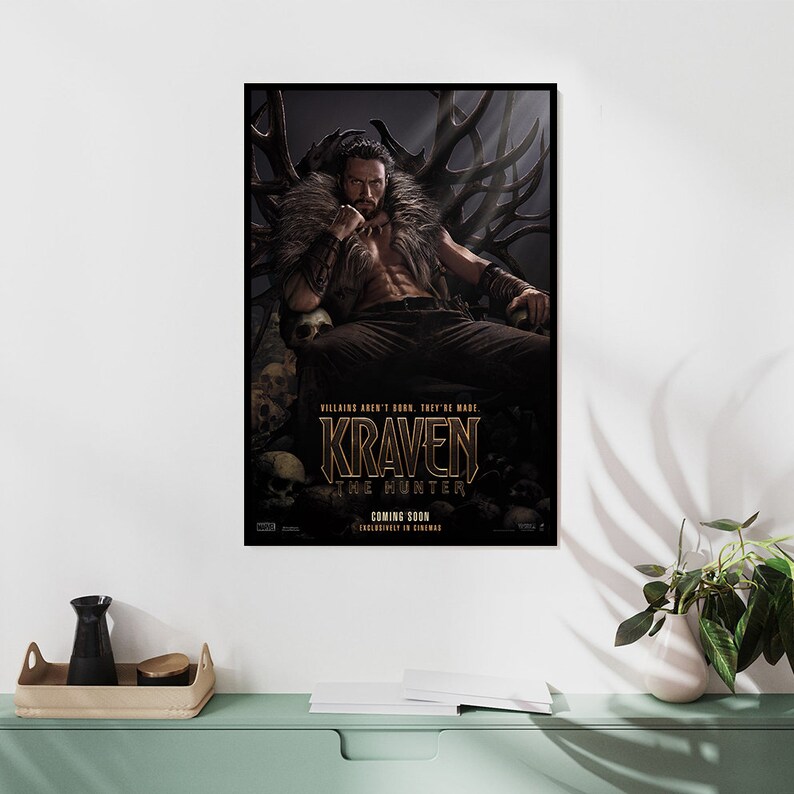 Kraven the Hunter 2024 Movie Poster, Classic Vintage Film Poster, Room Decor, Art Poster for