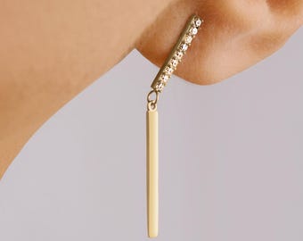 14K Solid Gold Dangle Drop Earrings: Handmade Fine Jewelry