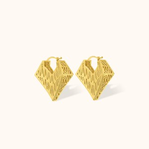 Geometric Dangle Earrings - 14K Gold or Sterling Silver, Modern Jewelry image 2