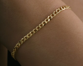 Cavigliera In Catena Cubana Lucida 14k In Oro Giallo