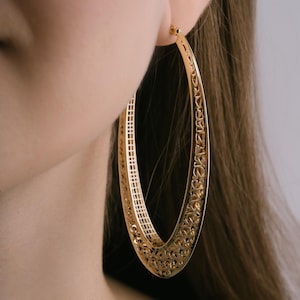 14K Solid Gold Milky Way Big Hoop Earrings – Fine Jewelry