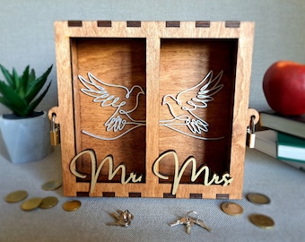 Couple piggy bank, Saving box for her and him, Wife husband savings, Couple wedding gift