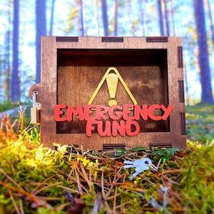 Locked piggy bank, emergency fund money box, saving boxes, cash wood box