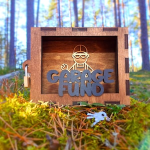 Garage Fund Wood Saving Box: Locked Piggy Bank with Keys