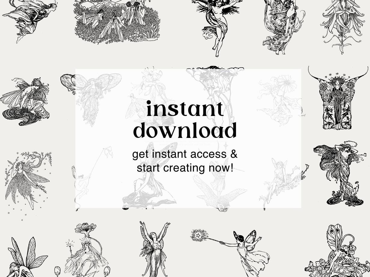 Fairy SVG & PNG Clipart Bundle | 22 Vintage Illustrations From Fairy ...