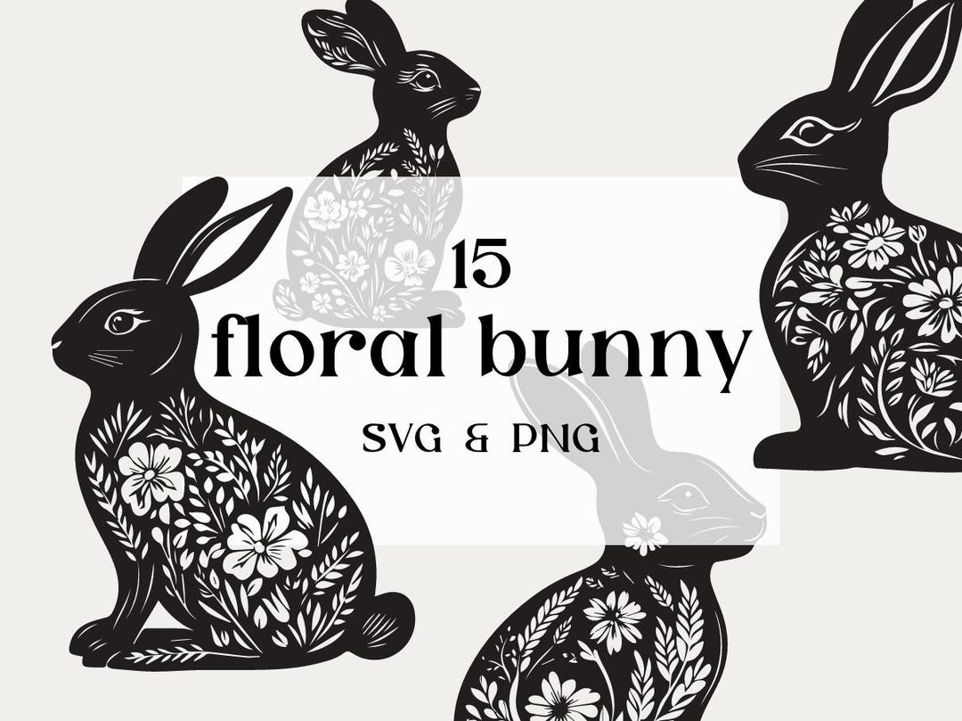 Floral Easter Bunny SVG Bundle: Spring Illustrations - Etsy