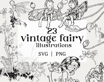 Vintage sprookje clipartbundel: 23 gerestaureerde illustraties (svg en png)