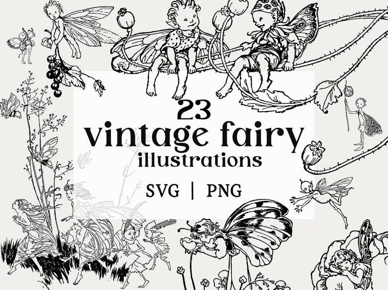 Vintage Fairy Tale Clipart Bundle: 23 Restored Illustrations (SVG & PNG ...