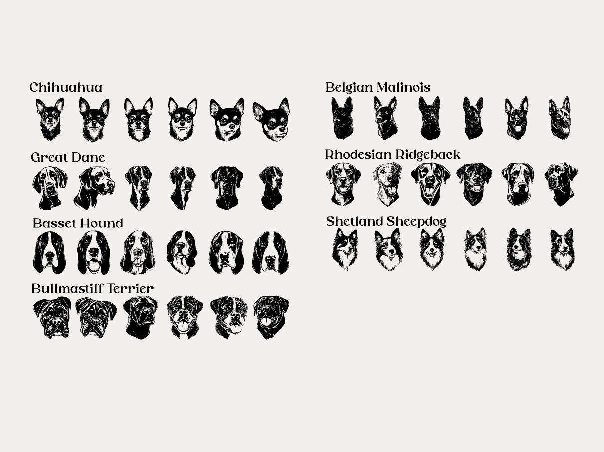 210 Dog Breeds SVG & PNG Clipart Bundle: Dog Mom Cricut Files - Etsy