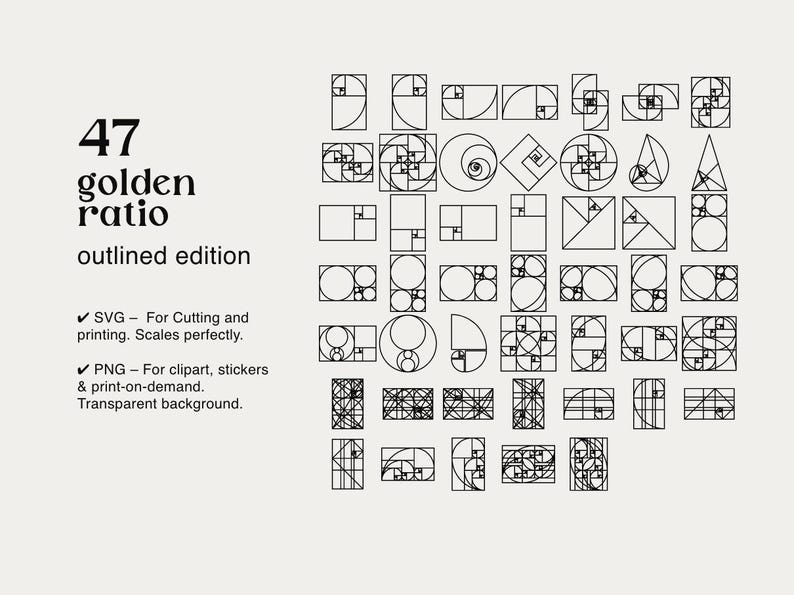 Golden Ratio Stencil Bundle, SVG & PNG File Formats - Etsy