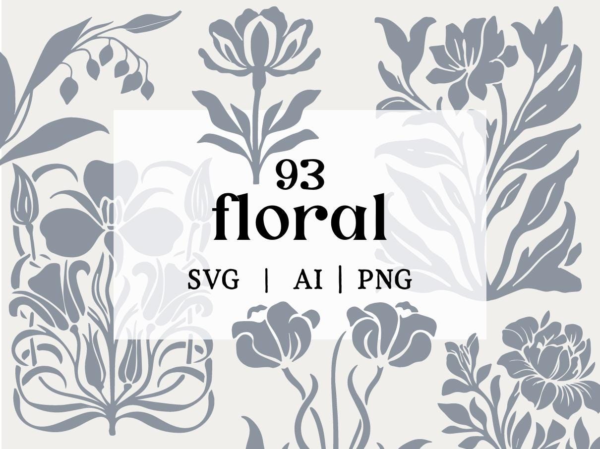 Floral SVG Bundle, botanische SVG, Blume SVG, Blätter svg, svg-Dateien, Zweige svg, botanische Clipart, Blumen Clipart, Wildblumen svg,