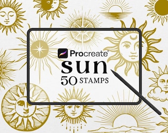 50 Procreate Sun Stamps – Handritade solpenslar för iPad