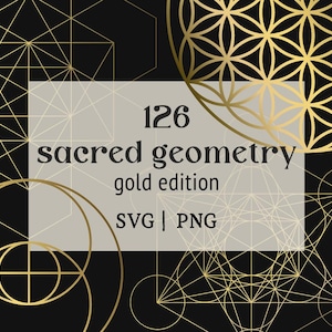 Gouden heilige geometrie SVG PNG-bundel, heilige symbolen, geometrie mandala, svg, afdrukbestanden, spirituele symbolen, geometrie clipart, clipart