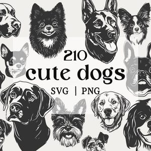 Ultimatives Hunde SVG Bundle | 210 Hunderassen Clipart, Hund Mama SVG, Silhouetten und Haustier PNG-Dateien für Cricut & Crafts