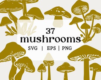 Mushroom SVG Bundle | Lino-Cut Mushroom Clipart | DIY Cricut & Crafting Files