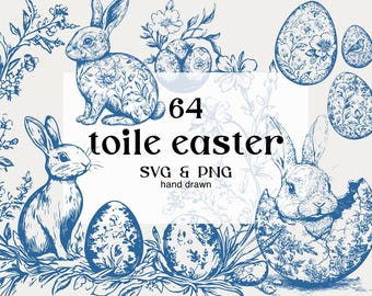 Toile Easter SVG Bundle: Bunny & Egg Designs (Digital Download)