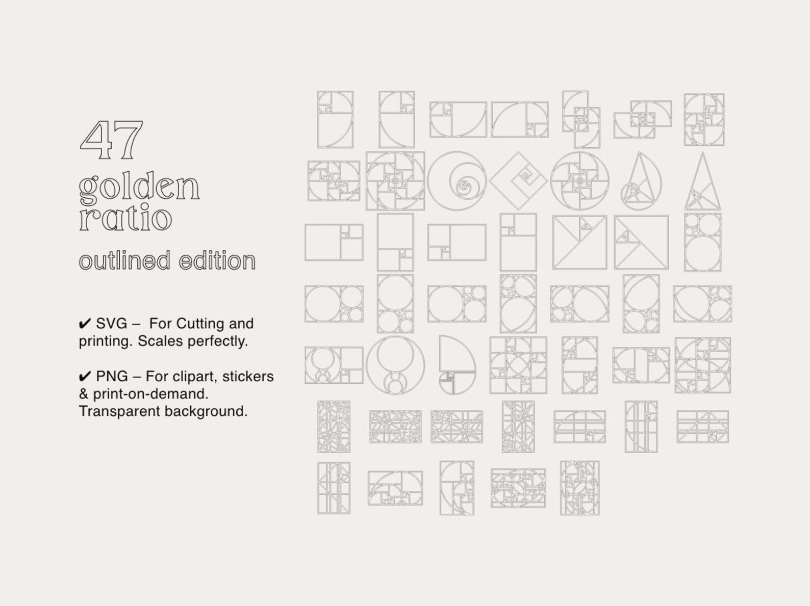 Golden Ratio Stencil Bundle, SVG & PNG File Formats - Etsy