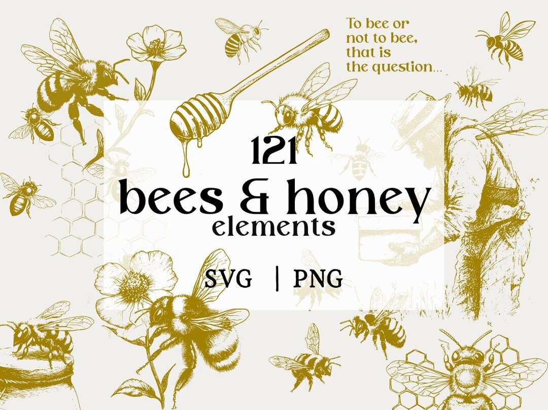 Bee SVG Clipart Bundle: Honeycomb & Beekeeping Designs (PNG, SVG) - Etsy