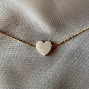 Mother of Pearl Necklace, Pearl Heart Necklace, Heart Cut Necklace, Pearl Shell Necklace, Heart Necklace Heart Jewelry Dainty Heart Necklace