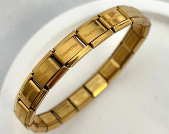 Gouden Italiaanse bedelarmband, Italië bedelarmband, roestvrijstalen armband, Italiaanse armband, gouden bedelarmband, paar armband