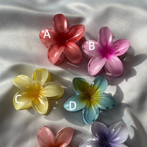 Pince à cheveux fleur de plumeria, pince fleur d'hibiscus hawaïen, pinces à pinces fleur, accessoires pour cheveux d'été, pince griffe Palm Spring, barrette