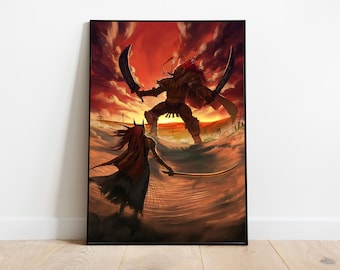 Elden Ring Malenia vs Radahn Poster Print, Radahn Festival Poster, Elden Ring Bosses Wall Art, Gamer Poster Gift, Gaming Geeky Art Print