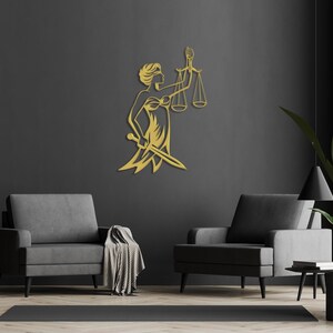 Lady Justice Metal Wall Art, Themis Metal Wall Decor, Justitia Metal ...