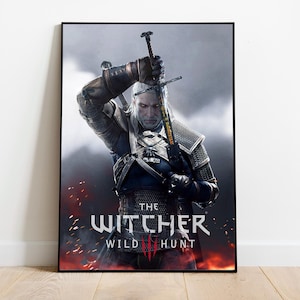 Geralt The Witcher 3 Wild Hunt Poster, Witcher 3 Canvas Poster, Witcher Game Canvas, Witcher Wall Art, The Witcher Artwork, Gaming Art Gift