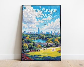 Central Park Art Print Poster, National Park Poster, New York City Travel Poster, Vintage Retro Poster, Travel Poster Print, NYC Wall Art