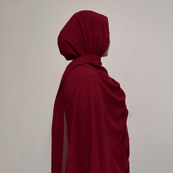 Rose red chiffon hijab