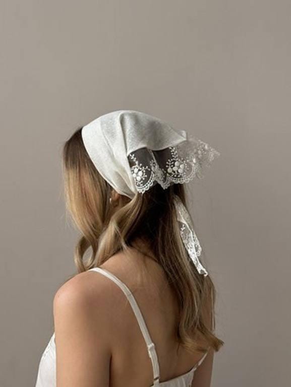 Bandeau Cheveux Femme En Dentelle Brodée - Foulard Léger, Tour De Tête 55-60 Cm, Pour Quotidien Ou Occasion