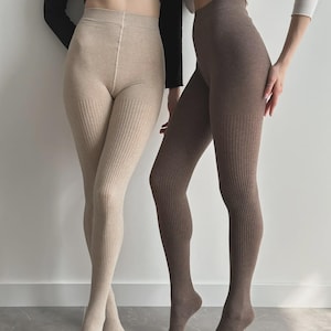 Ribbed tights for women, soft knit, stretchy fit, multiple trendy colors