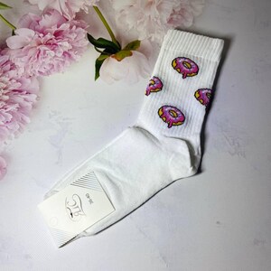 Doughnut Print Cotton Socks - Fun Foodie Gift