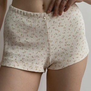 Damen weiche Baumwoll Lounge Mini Shorts mit Blumendruck