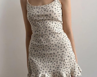 Cotton nightdress, soft & comfortable sleeveless sleep dress with ruffle hem in 7 colors