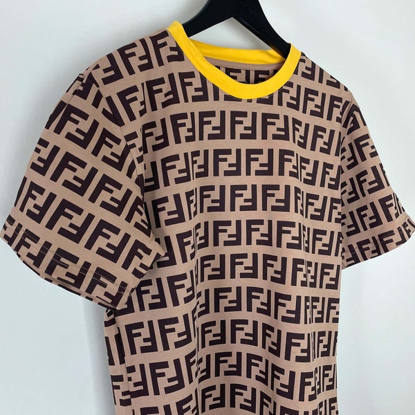 Fendi Brown T-shirt With Mono Size 2XL