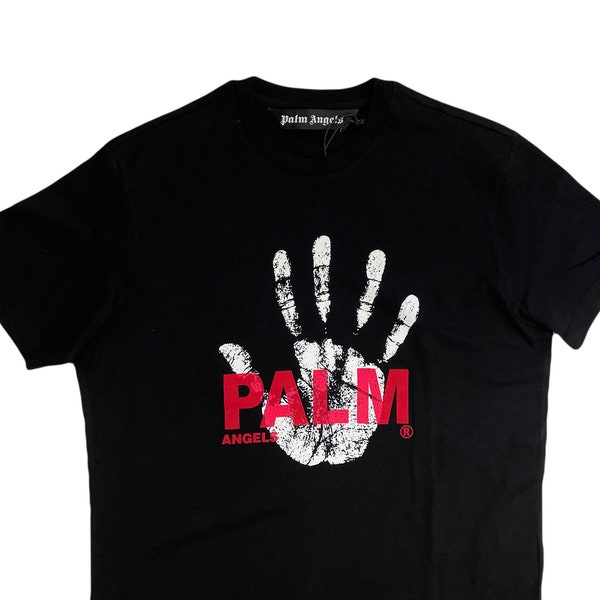Palm Angels Black T-shirt With Hand Print Size XL