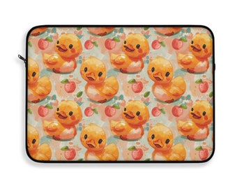 Kawaii Ducklings Muster Laptoptasche, gemütliche Gamer Tragetasche für Laptops, iPad Tablets, Kawaii Duck Macbook Reisetasche 15, 13, 12 Zoll