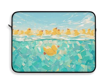 Crystal Ocean Duck Laptoptasche, bequeme Gamer-Tragetasche für Laptops, iPad-Tablets, Kawaii Duck-Macbook-Reisetasche 15, 13, 12 Zoll