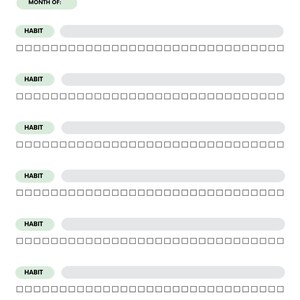 A digital habit tracker journal showing sections for daily, weekly, and monthly habit tracking. Suitable to use with the goodnotes app or as a printable pdf