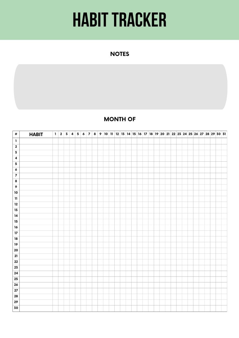 A Digital habit tracker journal displaying options for daily, weekly, and monthly habit tracking. Suitable to use with the goodnotes app or as a printable pdf