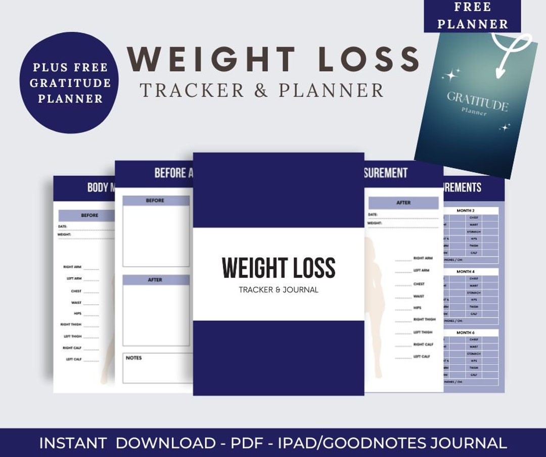 Digital Weight Loss Tracker and Journal Perfect for Goodnotes, Goal Tracker and Weight Loss ...