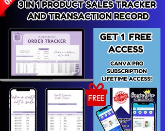 Tracker e registrazione delle transazioni con accesso GRATUITO a vita a Canva Pro (BUNDLE 3 IN 1)