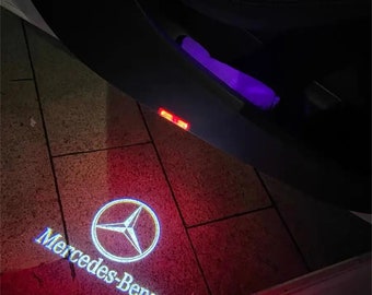 2X projecteurs de lumière de porte de voiture LED Logo flaque d'eau Kit Nanoglass de courtoisie pour Mercedes Benz classe --- Kit Ultra lumineux cette image ne se décolore jamais !!