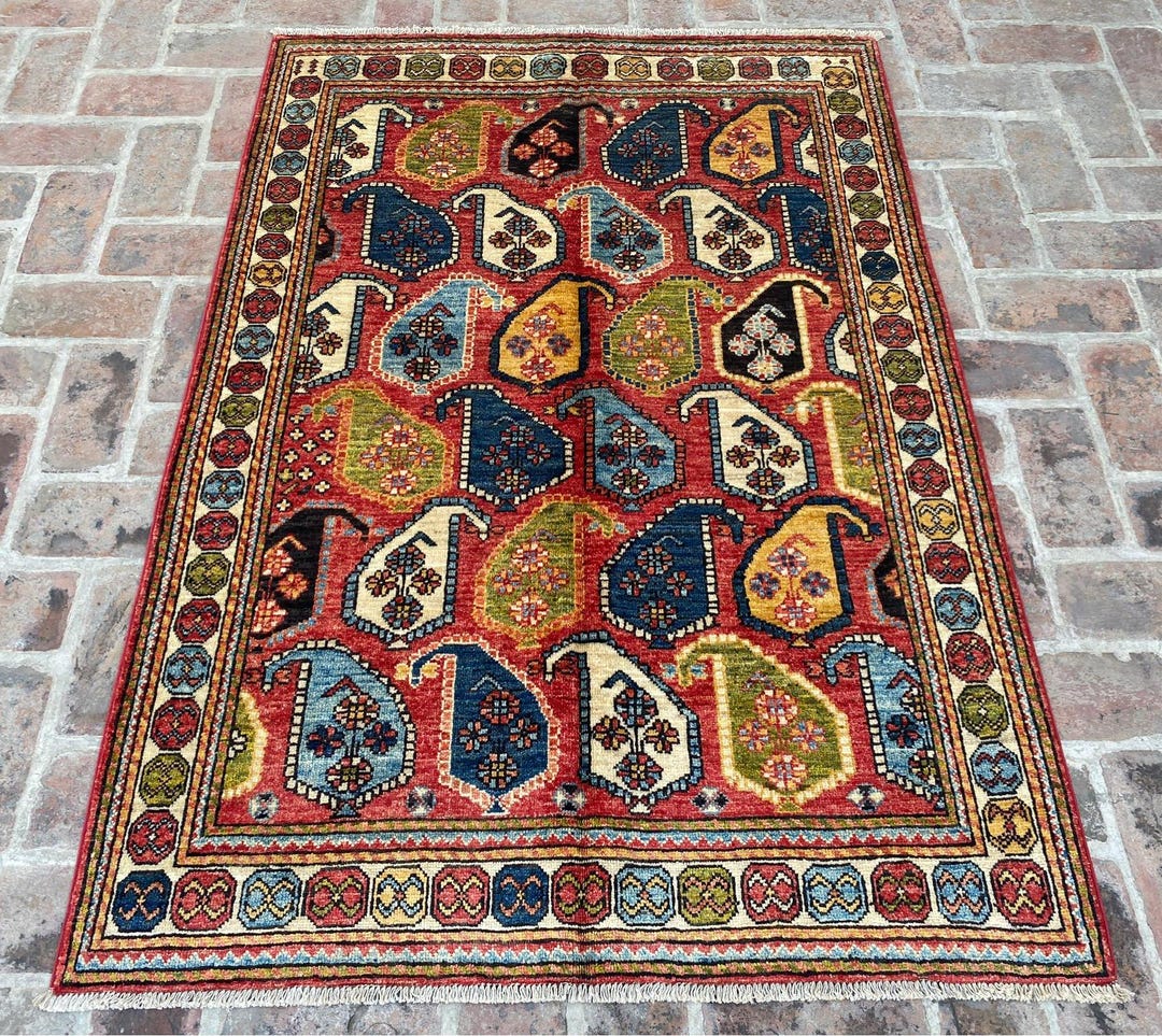 Ersari Traditional Hand Knotted Red Multicolor Rug 2'8 x 3'9