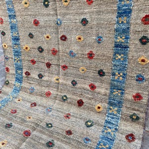 8x9ft Beige Afghan Wool Kilim , Tribal Handmade Wool Kilim, Flat weave and Pile Kilim Rug, Modern Kilim Rug - Blue Kilim Rug - Home Decor .